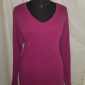 Merona 4x Fuchsia Purple long sleeve V-neck